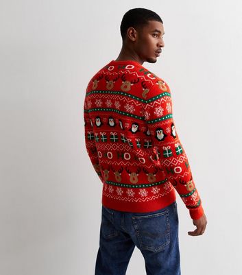 Red Festive Fairisle Print Knit Long Sleeve Jumper New Look