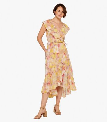 Apricot Pale Pink Floral Ruffle Wrap Midaxi Dress New Look