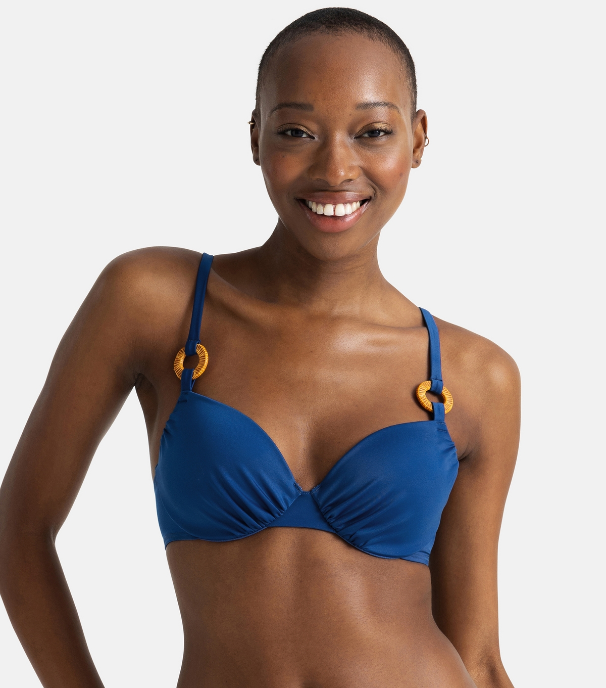 Women's Blue Ring Detail Padded Bikini Top Dorina New Look