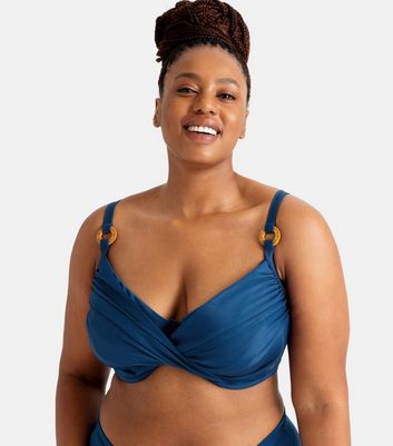 Dorina Curves Blue Twist Front Bikini Top New Look