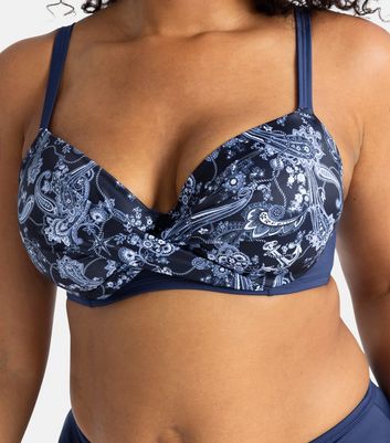 Dorina Curves Blue Paisley Print Bikini Top | New Look