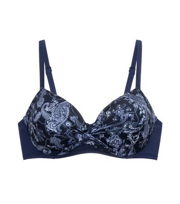 Dorina Curves Blue Paisley Print Bikini Top New Look