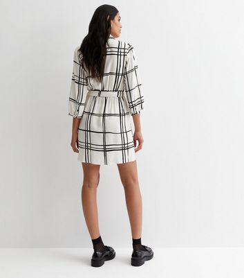 Black and white store check shirt dress