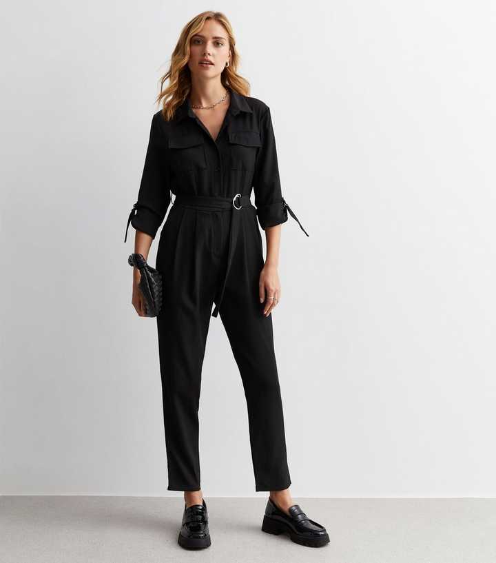 Express, Belted Utility Jumpsuit in Cool Nights