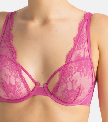 Dorina Mid Pink Floral Lace Underwired Bra New Look