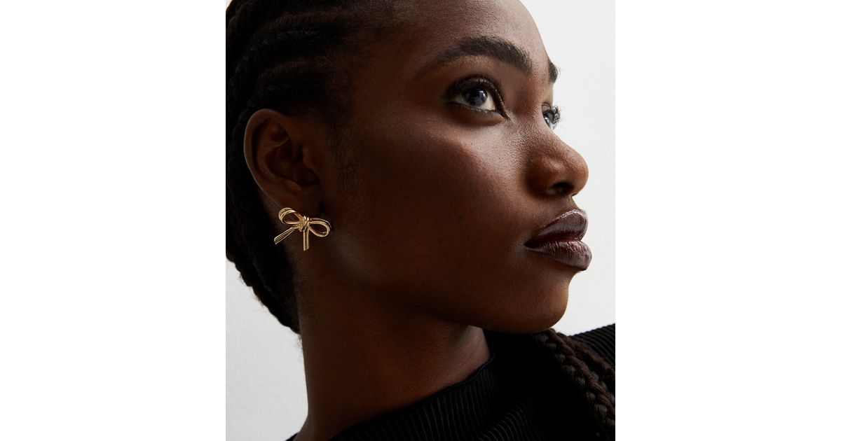 Metal Bow Stud Earrings for Women Vintage Style Irregular Knot Jewelry