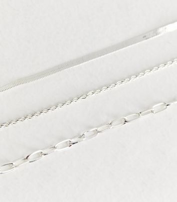 3 Pack Silver Snake Chain Bracelets New Look