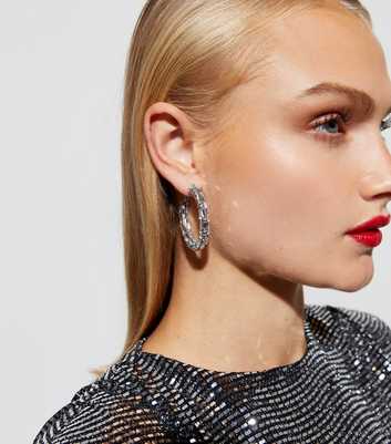 Crystal Baguette Diamanté Tube Hoop Earrings