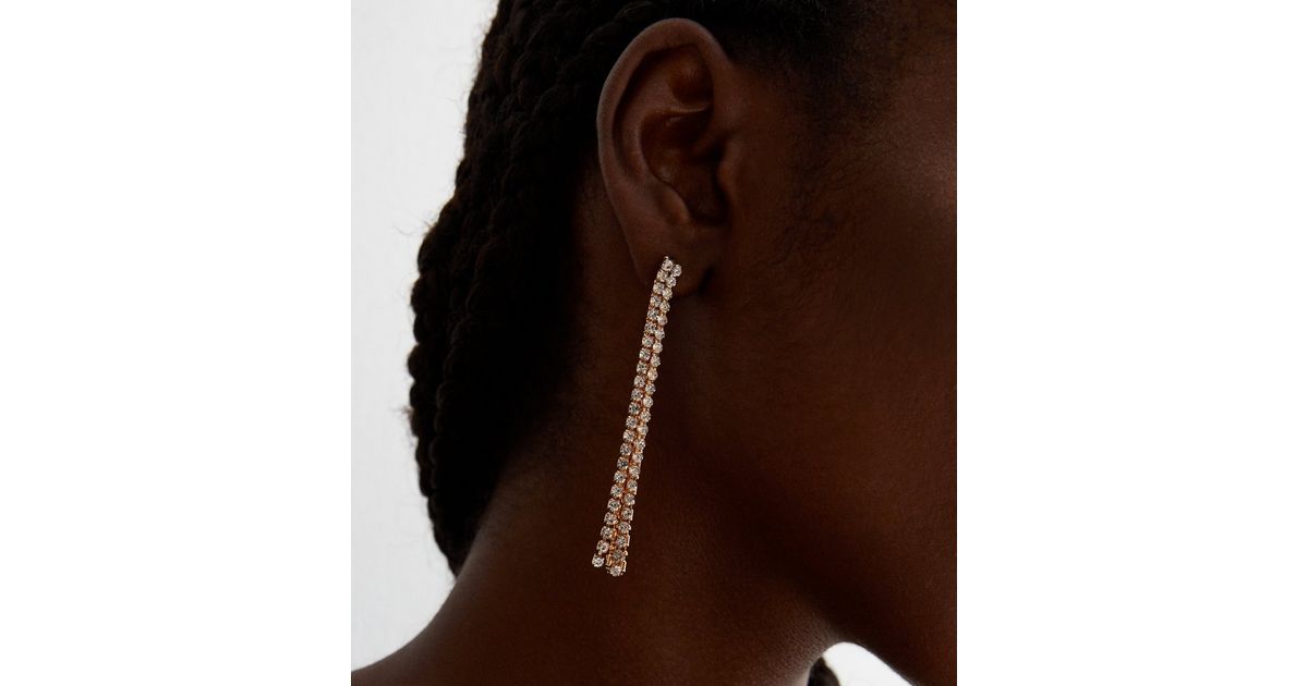 Gold Diamanté Chain Tassel Earrings New Look
