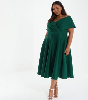 Dark green shop bardot dress