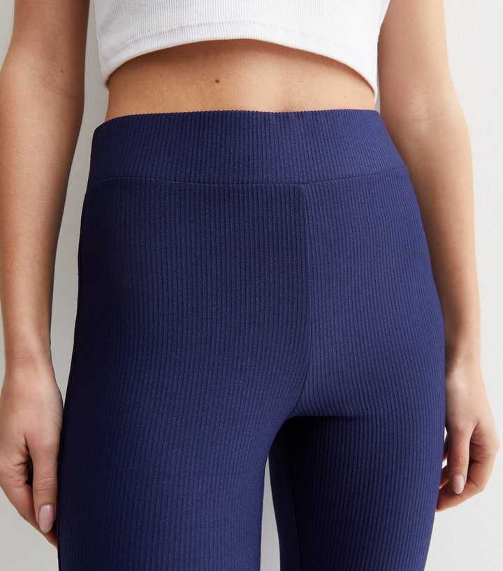 Navy Ribbed High Waist Leggings