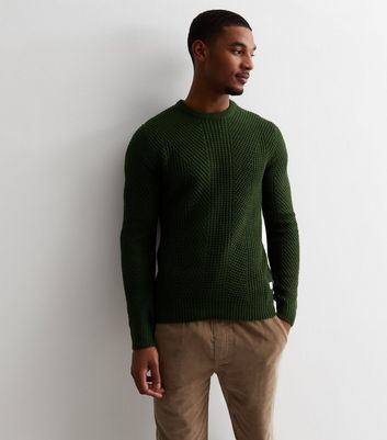 Jack Jones Dark Green Stitch Knit Jumper New Look