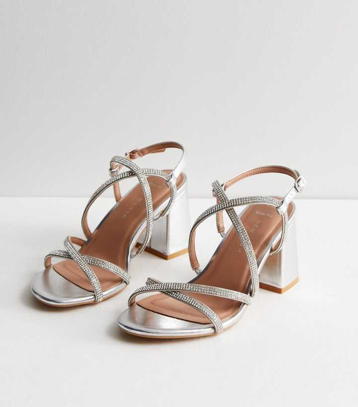 ladies wide fit silver sandals