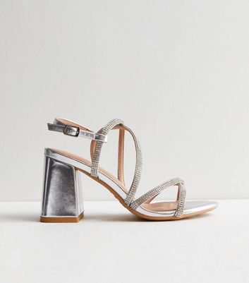 Silver heeled sandals wide hot sale fit