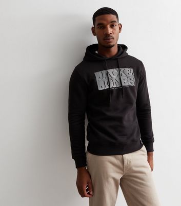 New look mens black hoodie best sale