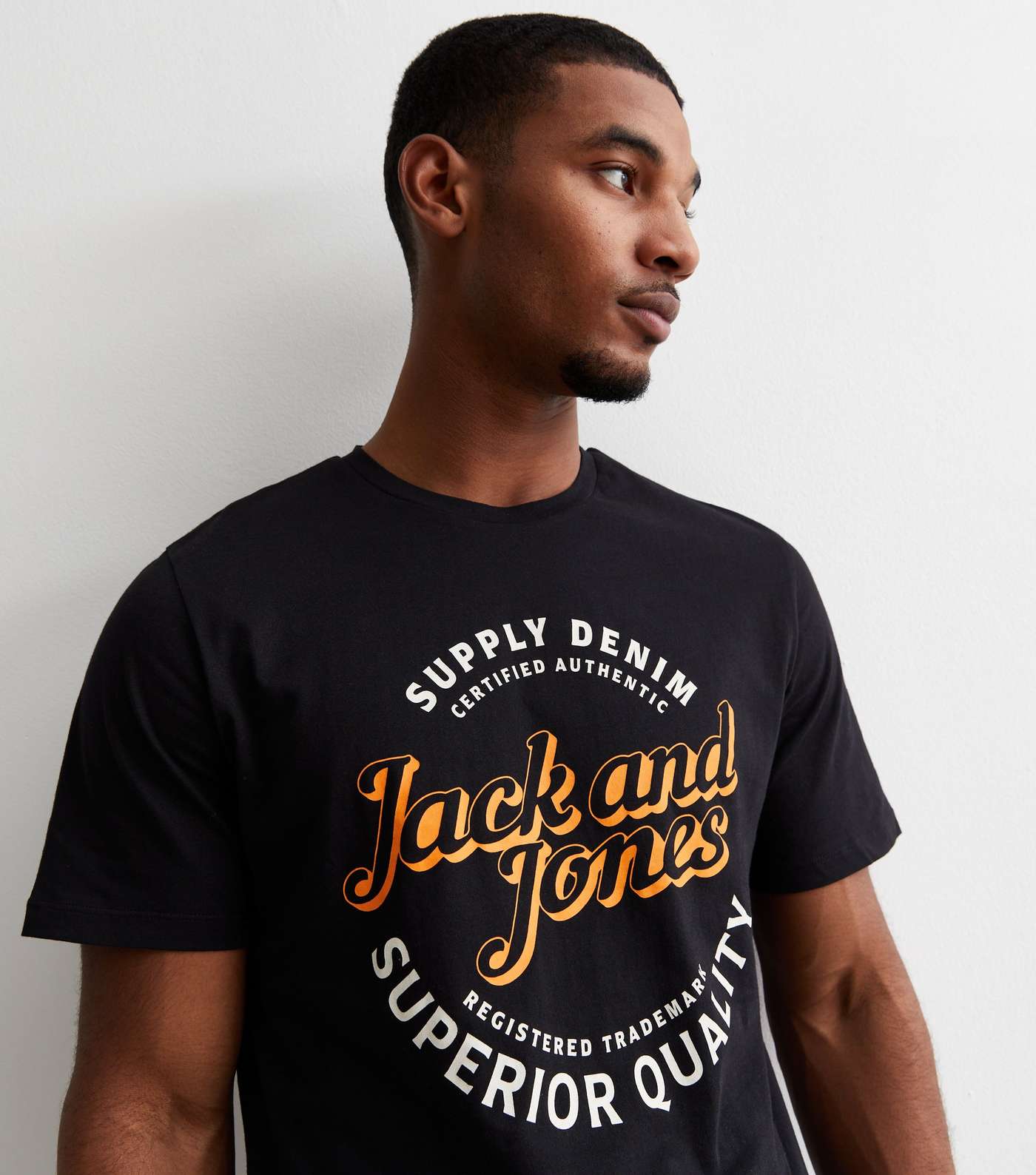 Jack & Jones Black Cotton Crew Neck T-Shirt