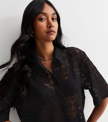 Black crochet top new deals look