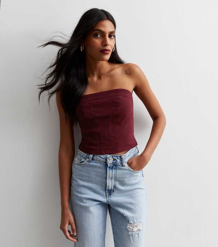 Burgundy Bandeau Corset Top