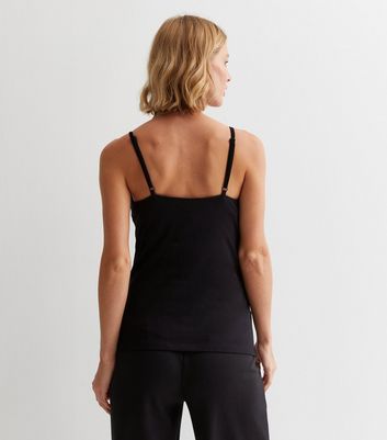 Maternity Black Lace Trim Nursing Cami New Look