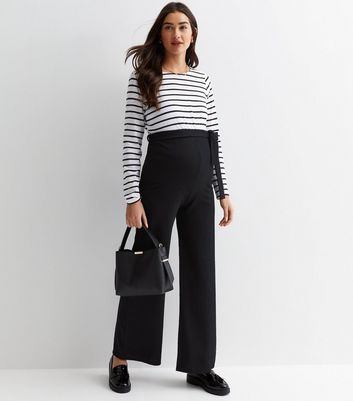 Maternity Black Textured Belted Trousers New Look