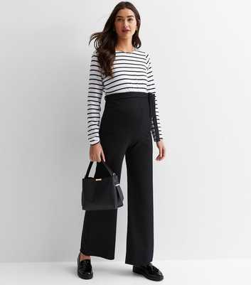 Maternity Black Textured Belted Trousers