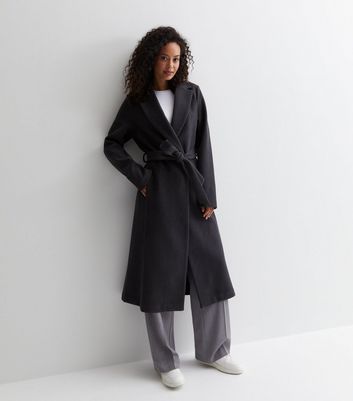 Gray belted hotsell wool coat