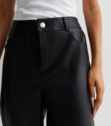 Black Leather-Look Western Trousers