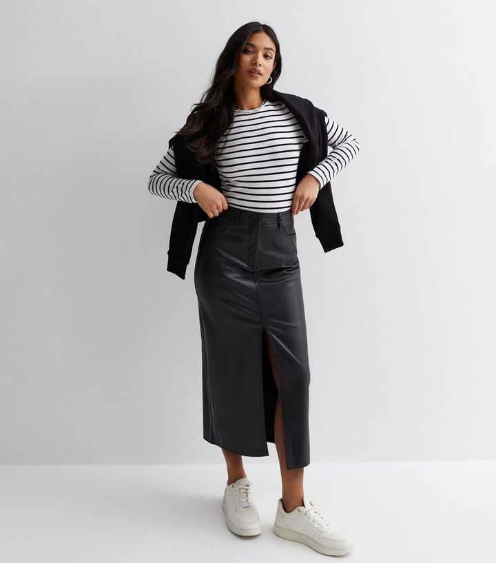 How to Style a Leather Midi Skirt for Work - Loverly Grey