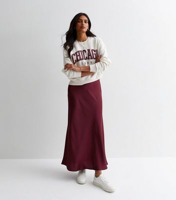 Burgundy Satin Ruched Side Detail Mini Skirt | PrettyLittleThing