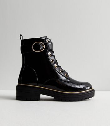 New look black biker boots best sale