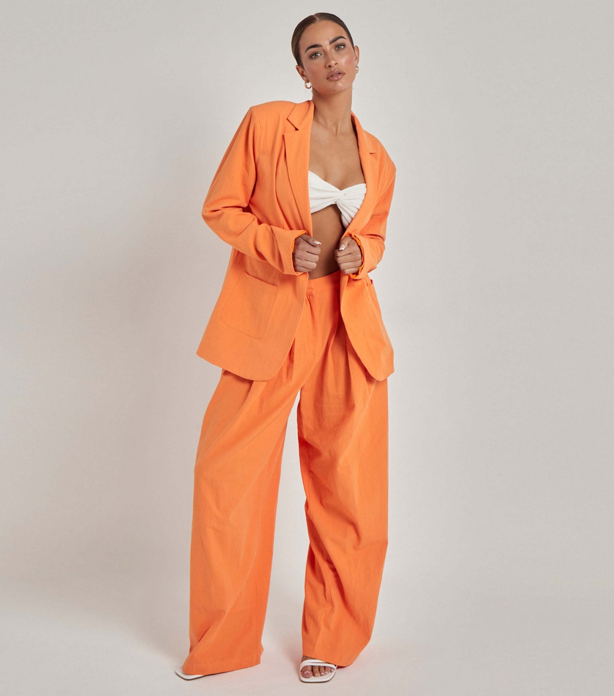 Women's Bright Orange Cotton Wide Leg Trousers Urban Bliss New Look
