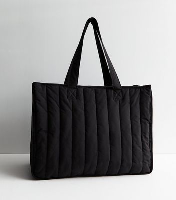 Black padded shop tote bag