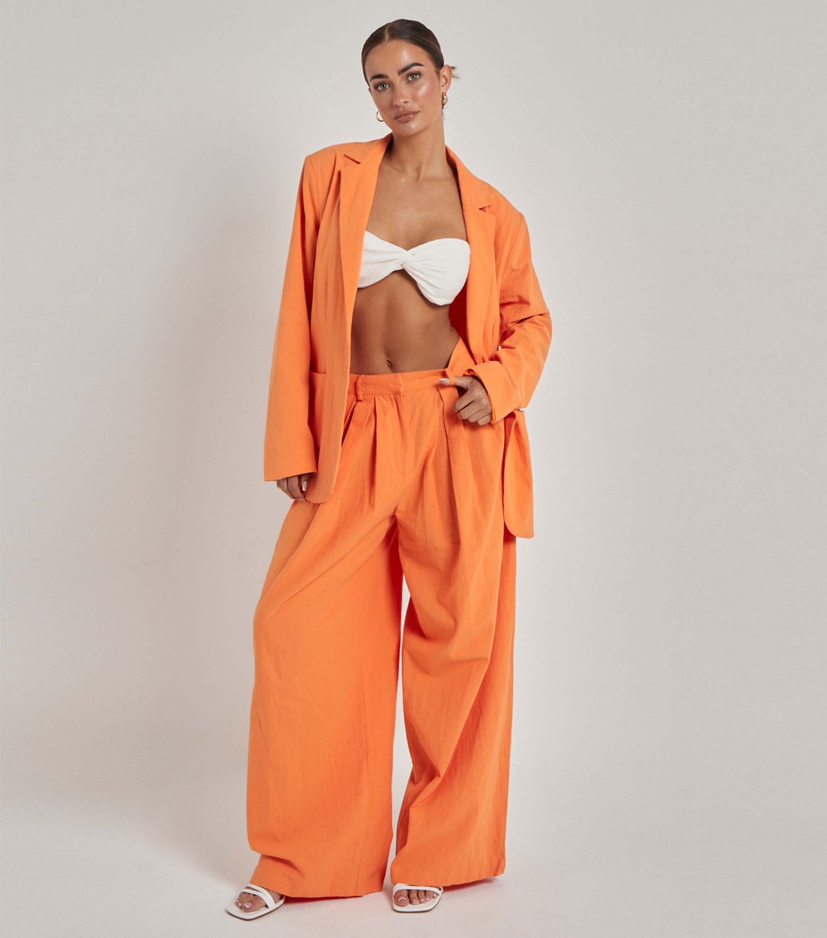 Women's Bright Orange Cotton Oversized Blazer Urban Bliss New Look