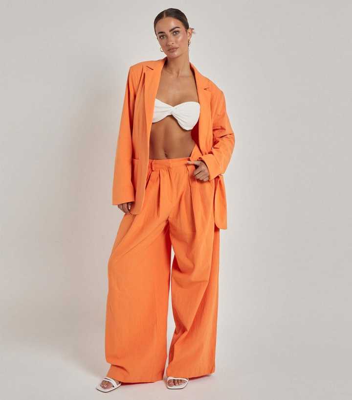 Urban Bliss Bright Orange Cotton Oversized Blazer