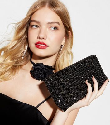 Black Diamant Slouch Clutch Bag New Look