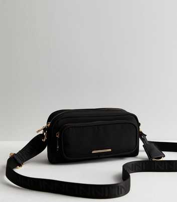 Black Logo Strap Camera Cross Body Bag