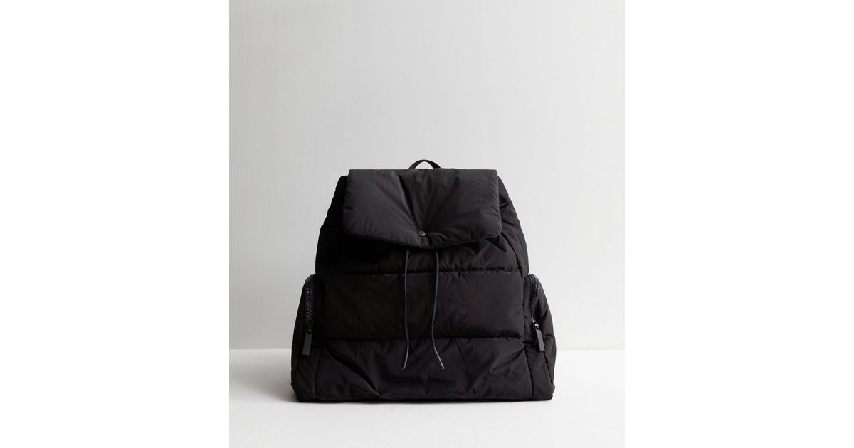 Black Padded Backpack New Look