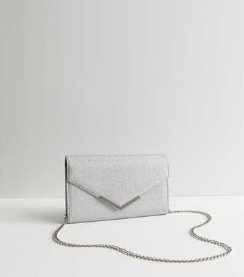 Silver Glitter Clutch Bag