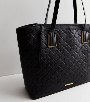 Black leather tote bag sale on sale