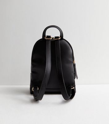 Black leather look clearance backpack