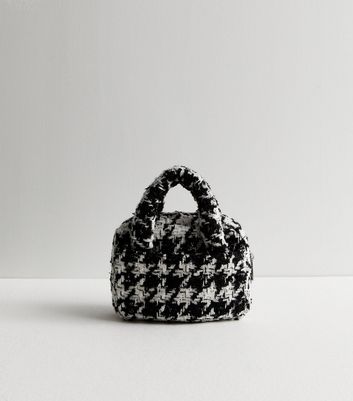 Black Boucle Mini Bowler Bag New Look