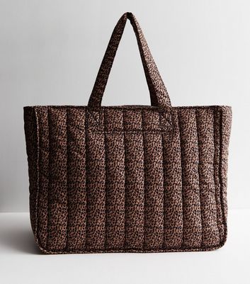 Brown Animal Print Padded Tote Bag New Look