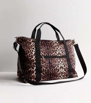 Brown Leopard Print Weekend Bag New Look