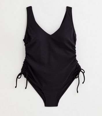 Curves Black Ruched Side Swimsuit New Look