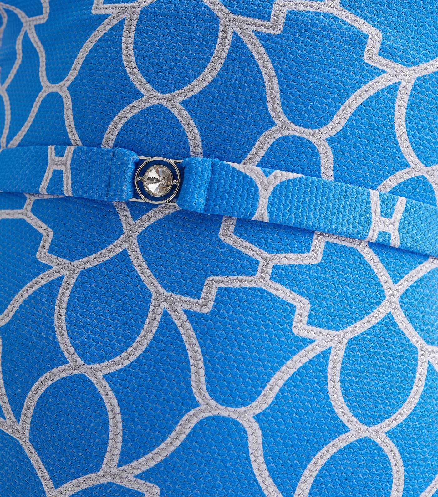 Blue Geometric Print Diamanté Belted Swimsuit Image 5