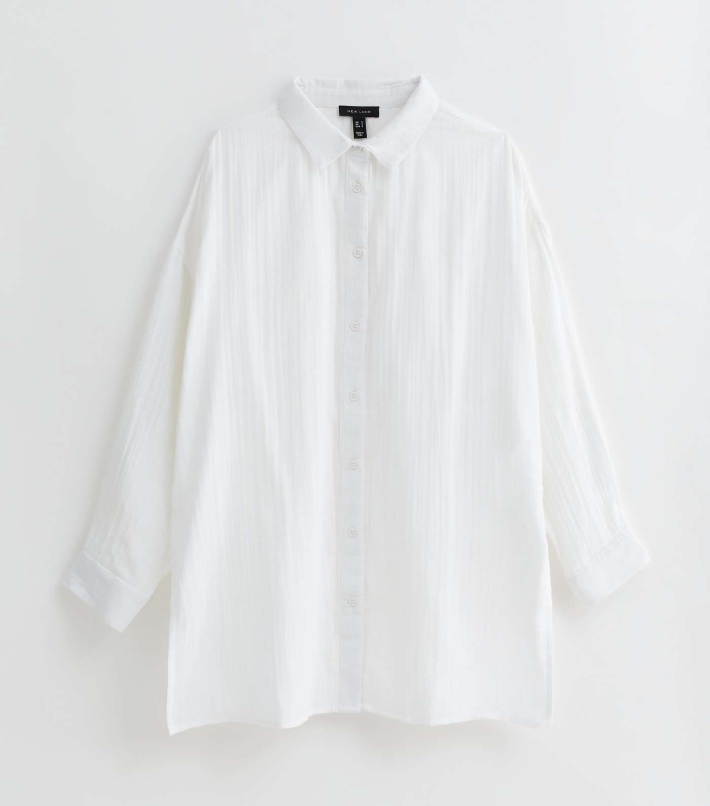 White Long Lightweight Cotton Shirt Image 5