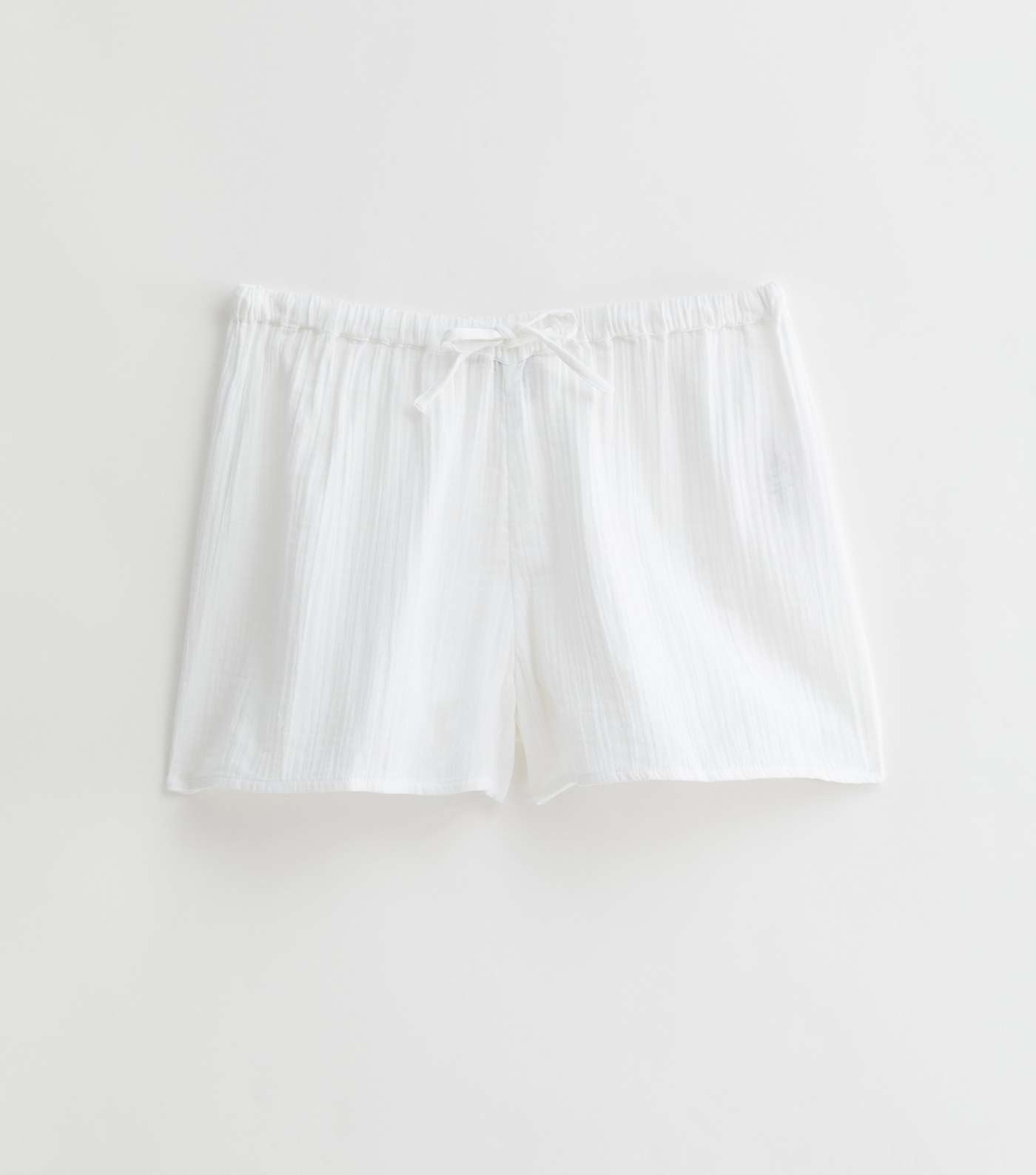 White Drawstring Lightweight Cotton Shorts Image 5