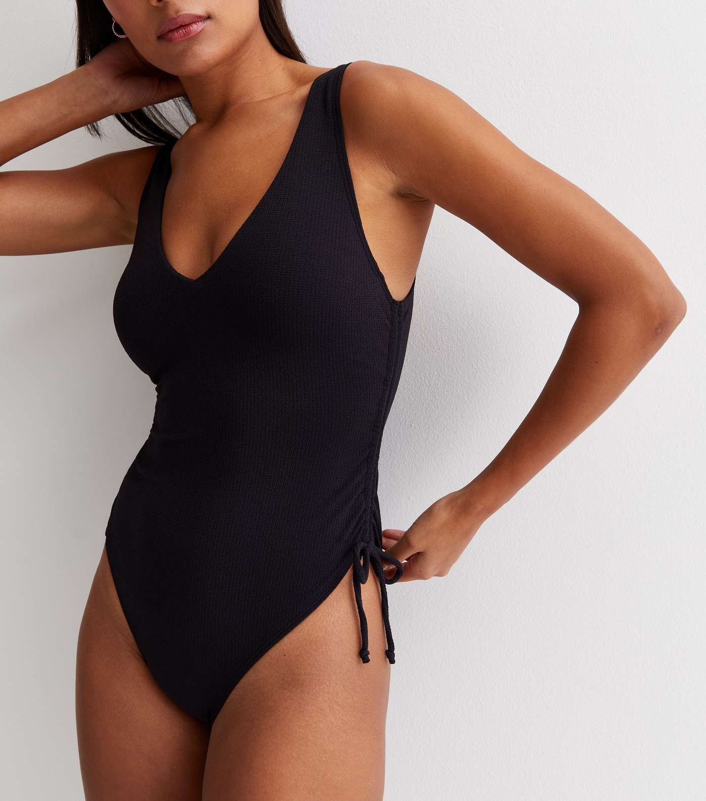 Black Ruched Side Swimsuit Image 2