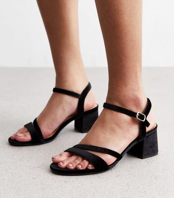 Black small block heel hot sale sandals