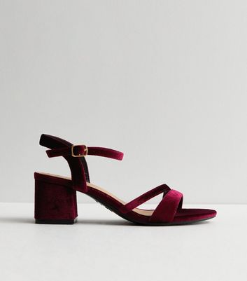 Burgundy low sales block heels